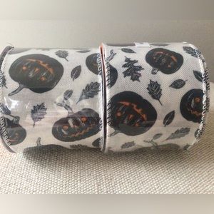 2 Rolls Halloween Pumpkin Wired Edge Ribbon